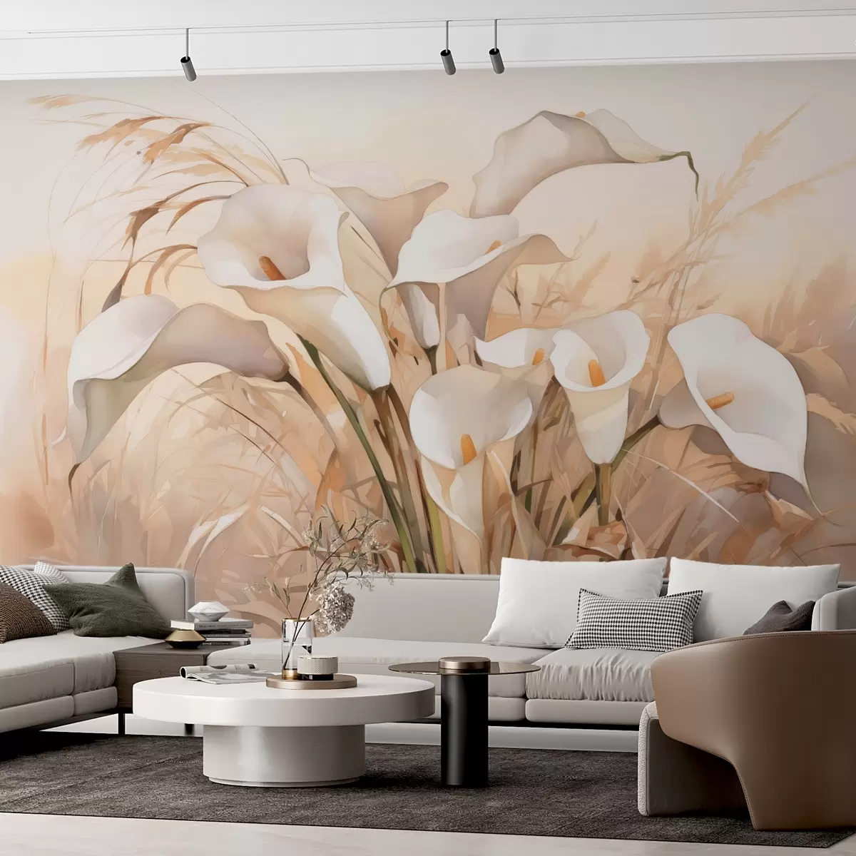 Wall Mural Photo Wallpaper Calla lilies in dry grass w03843