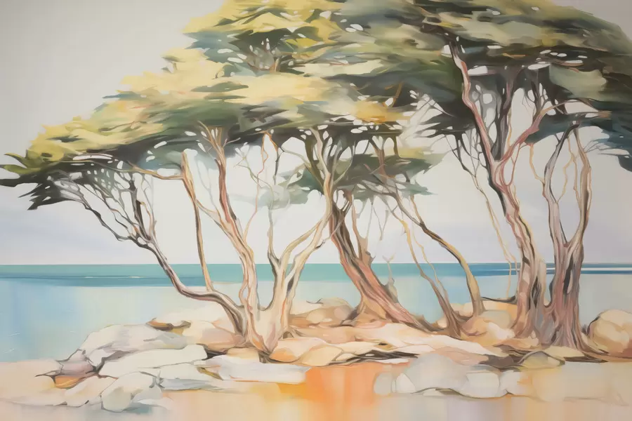 wall murals Trees by the sea w03855