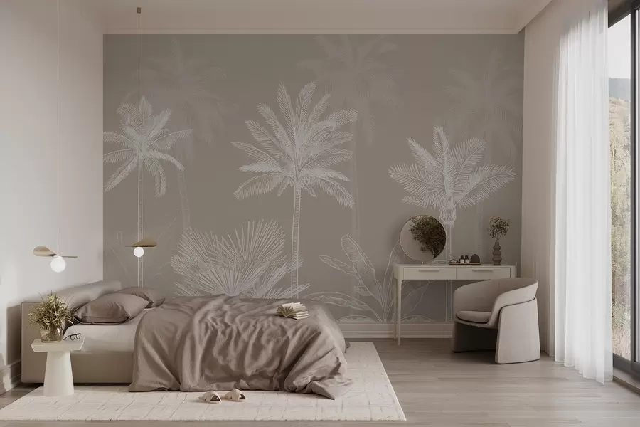 Wall Mural Photo Wallpaper White palm trees w03831