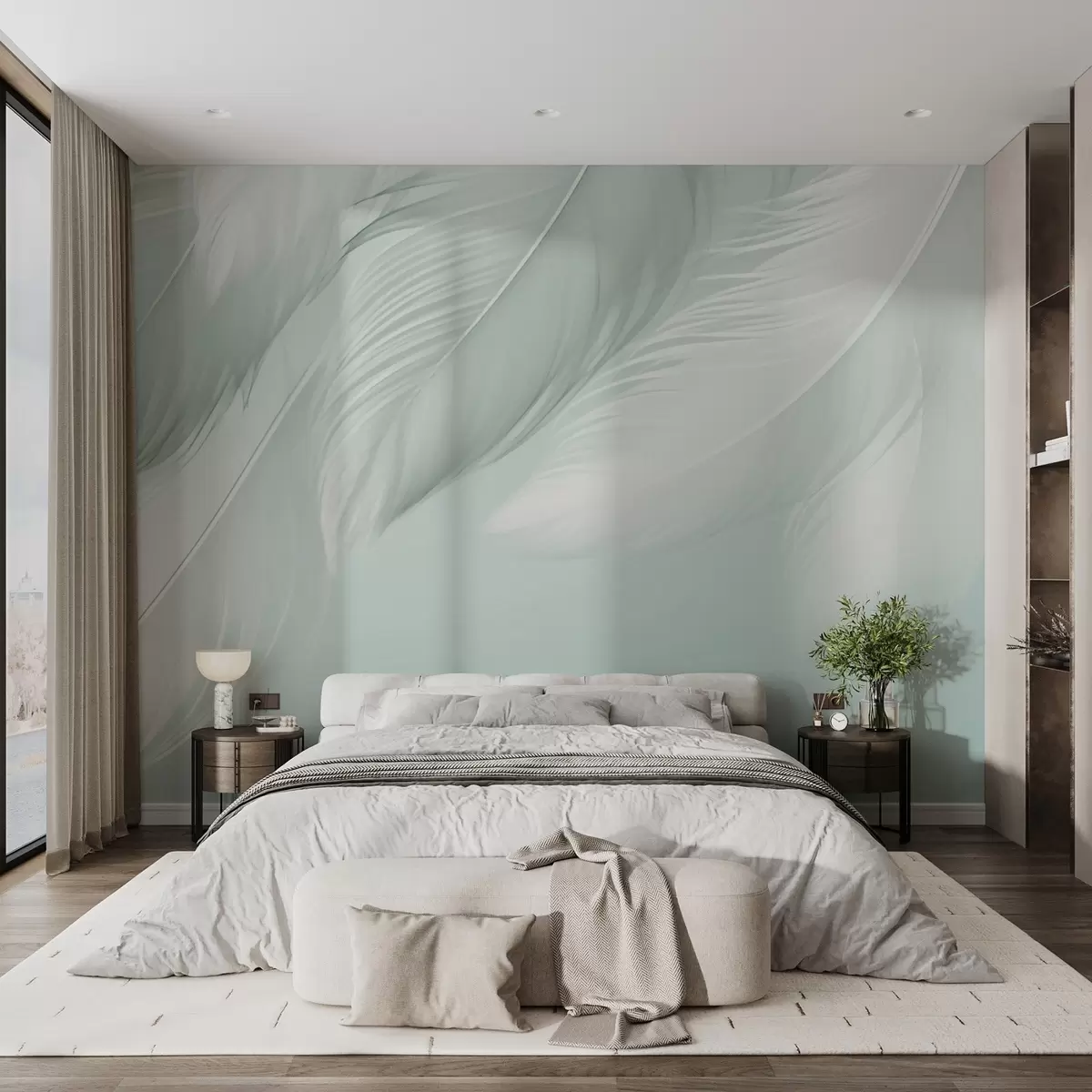 Wall Mural Photo Wallpaper White feathers w03833