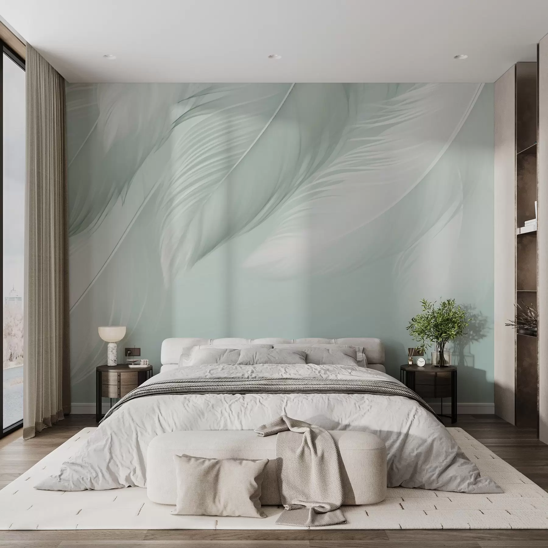 peintures murales Plumes blanches w03833
