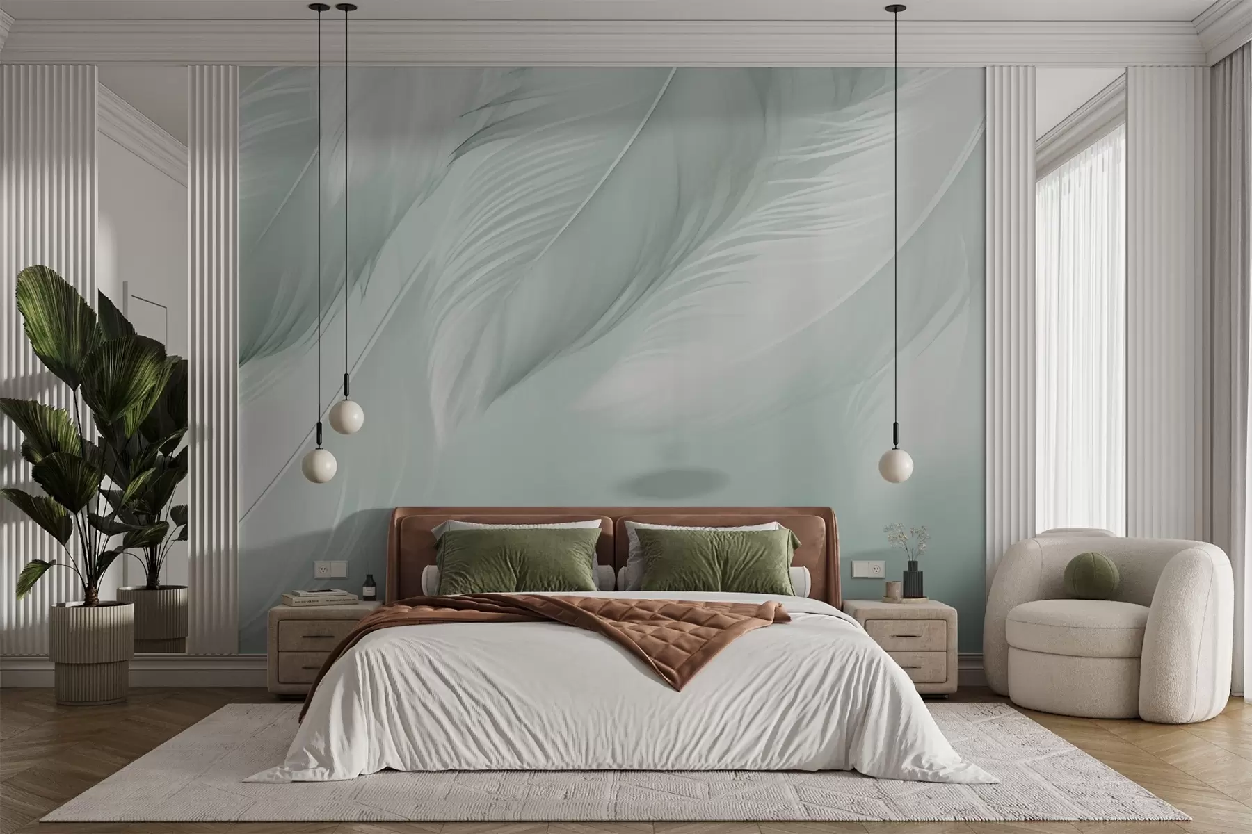 murales Plumas blancas w03833