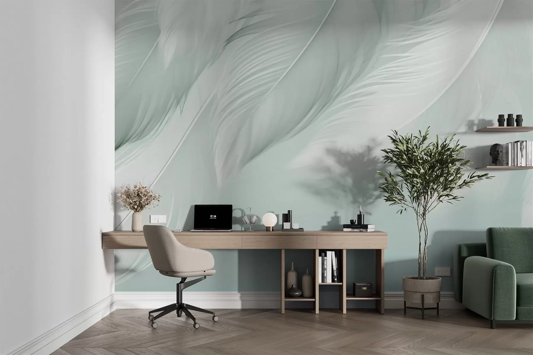 murales Plumas blancas w03833