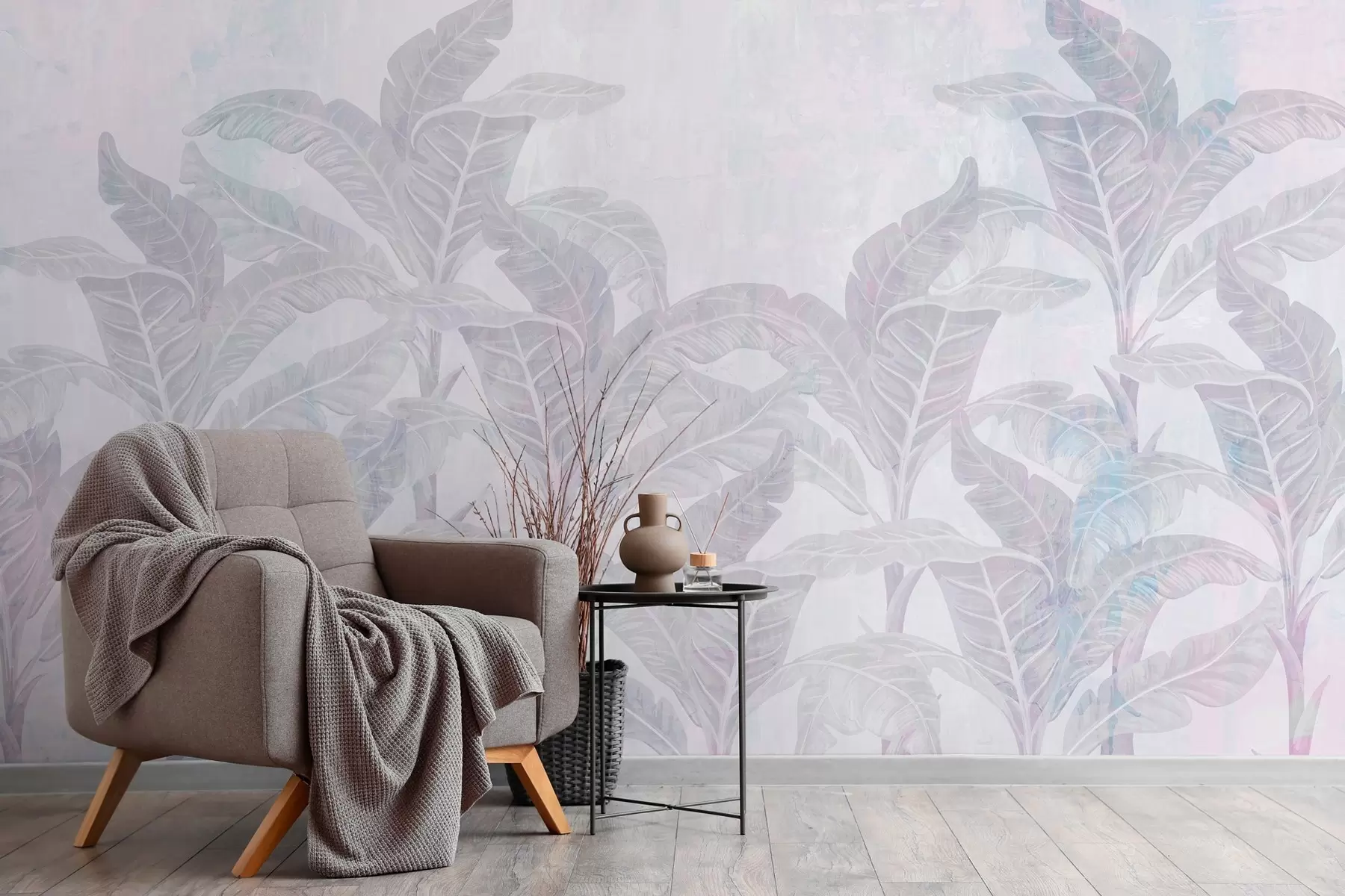 wall murals palm trees in a textured retro style w03768