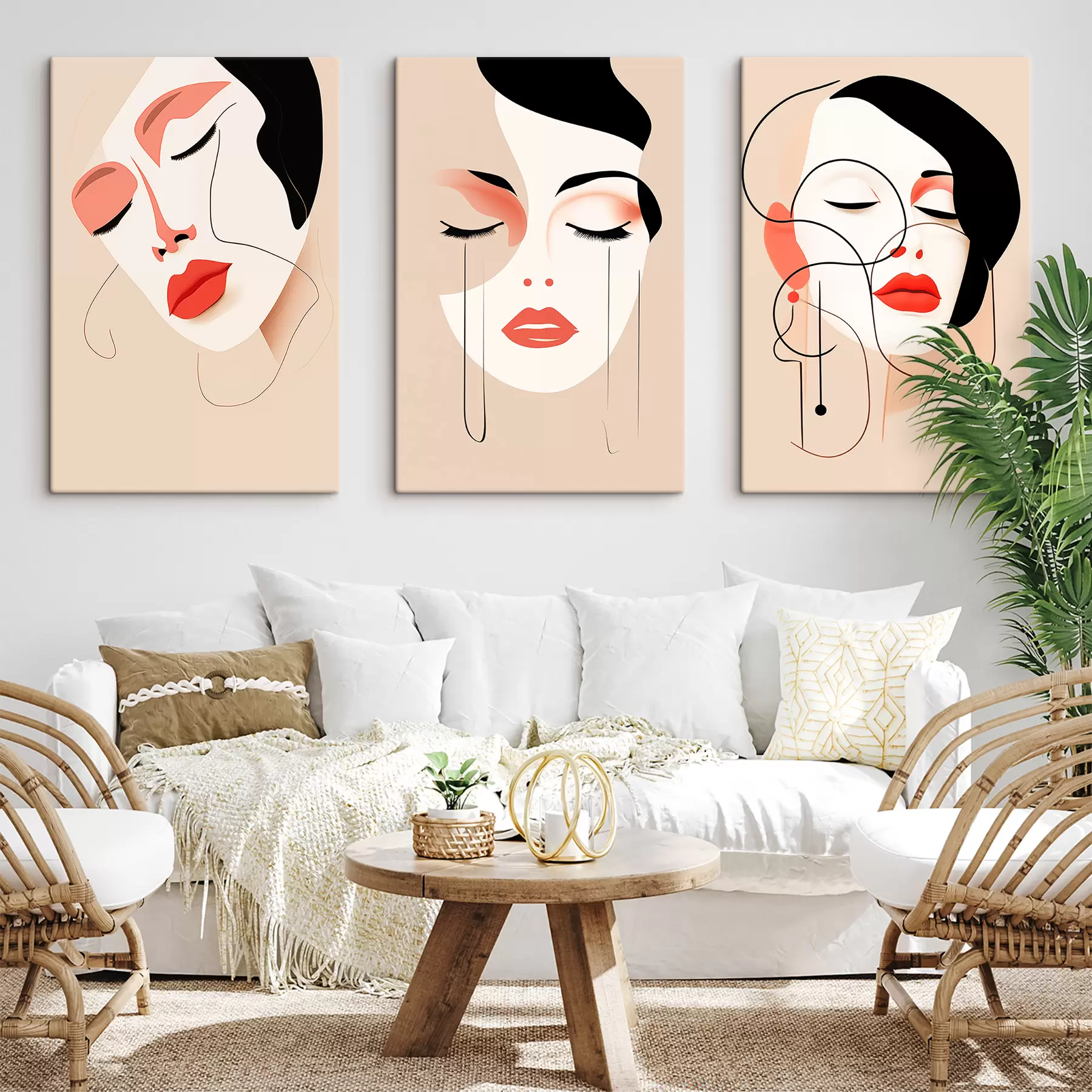 wall murals Harmony, Three Faces, Bright Colors m00454