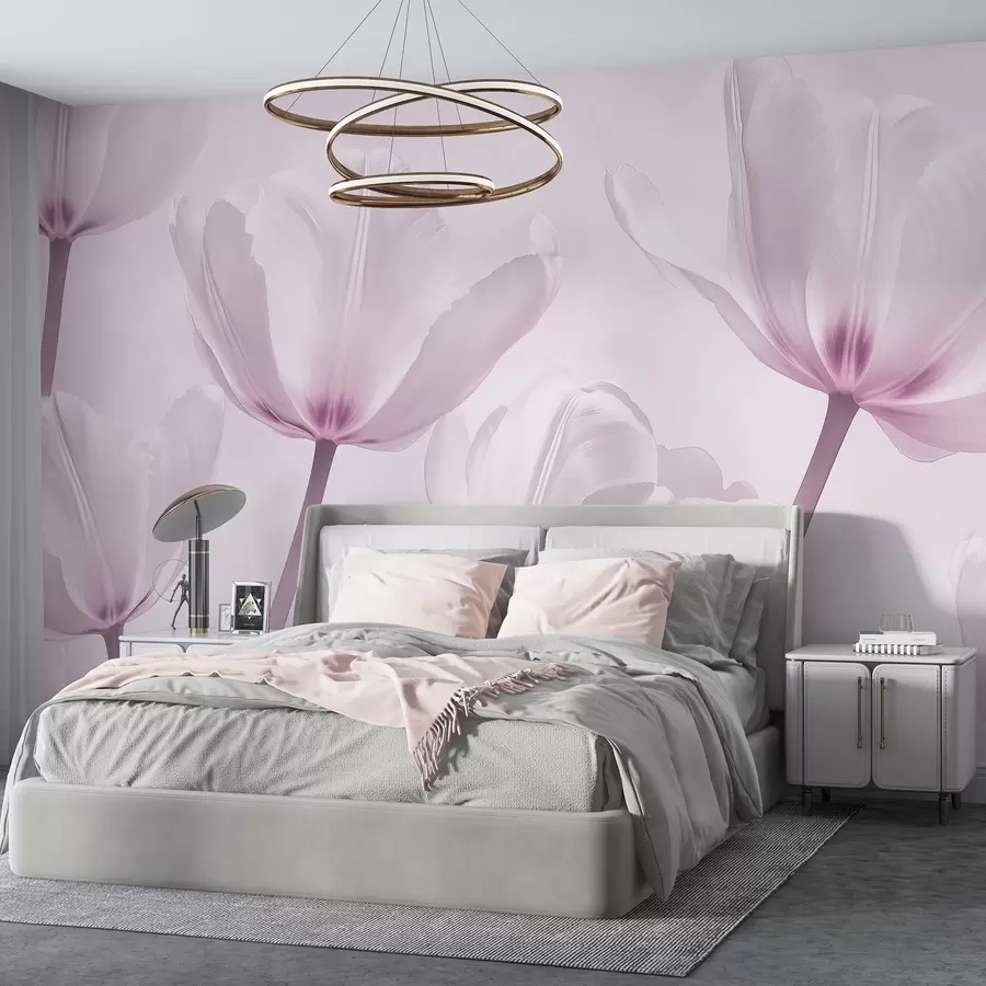 murales Preciosos tulipanes, florales, colores rosas, realismo w03877v2