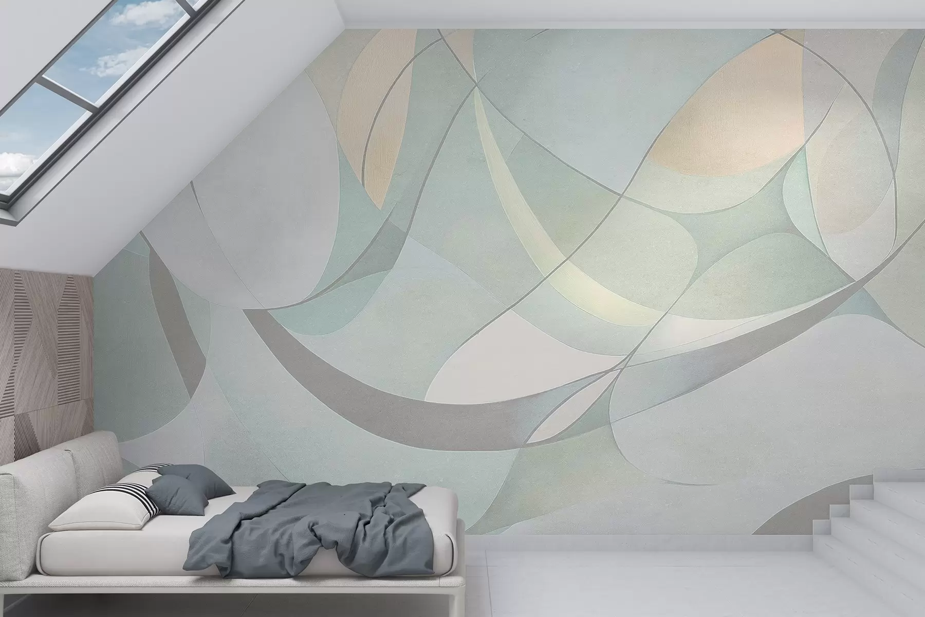 wall murals Geometric abstraction, muted natural colors w03878