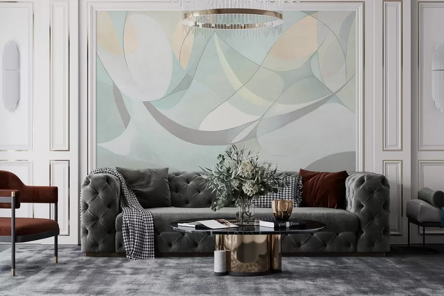 peintures murales Abstraction géométrique, couleurs naturelles atténuées w03878