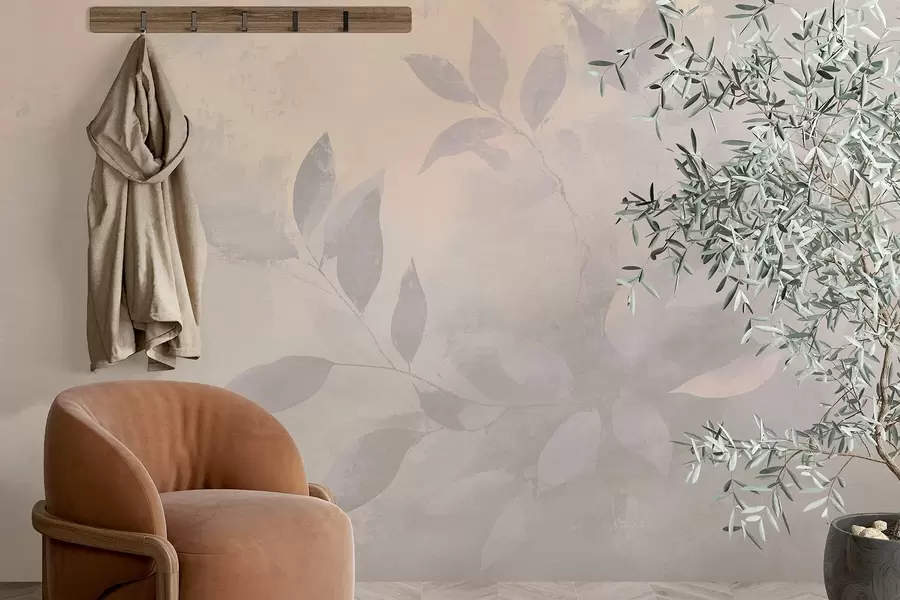 peintures murales Belles branches d'arbre, couleurs beiges sourdes, abstraction w03882