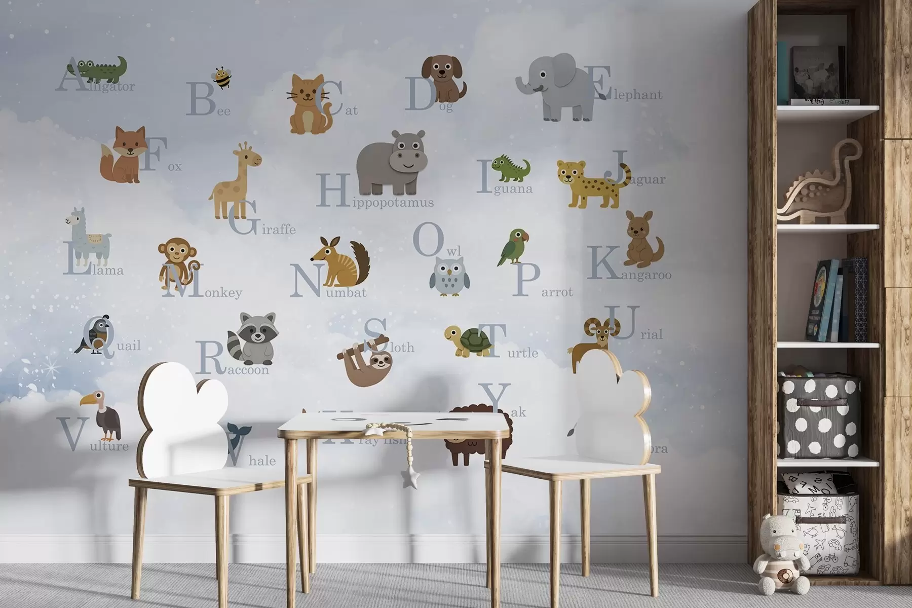 wall murals Alphabet with blue letters on the sky background w03810v1