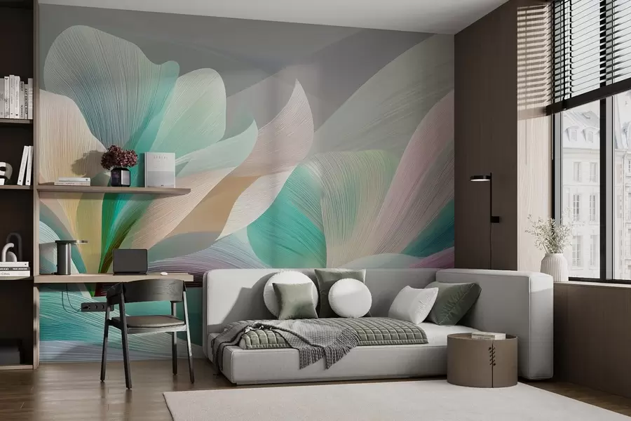 Wall Mural Photo Wallpaper Elegant abstraction with smooth curves resembling a flower and waves w09075