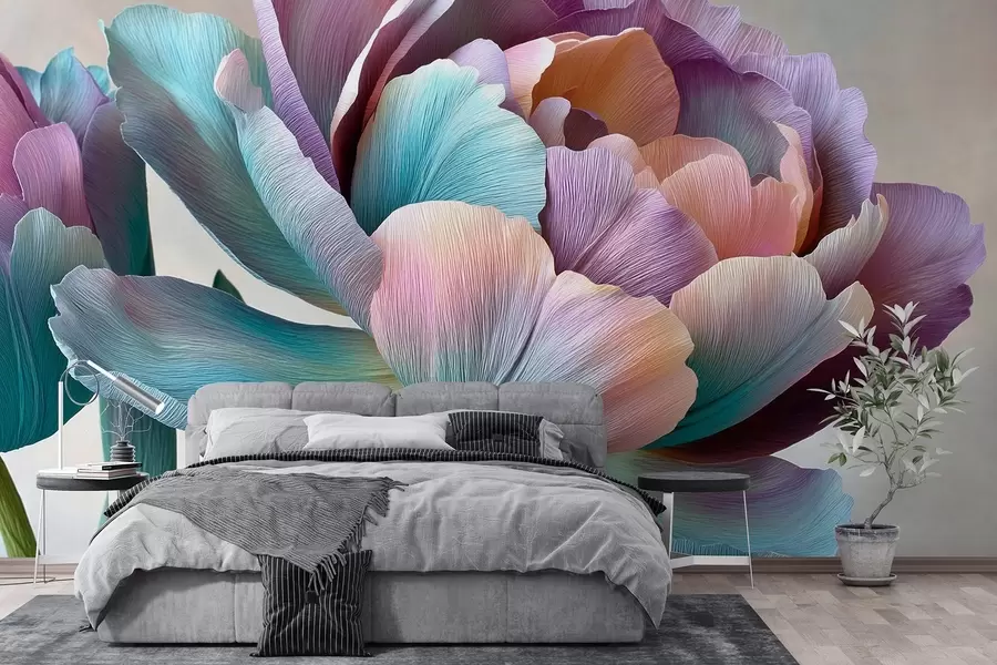 murais de parede Flor colorida em estilo de papel crepom w09076