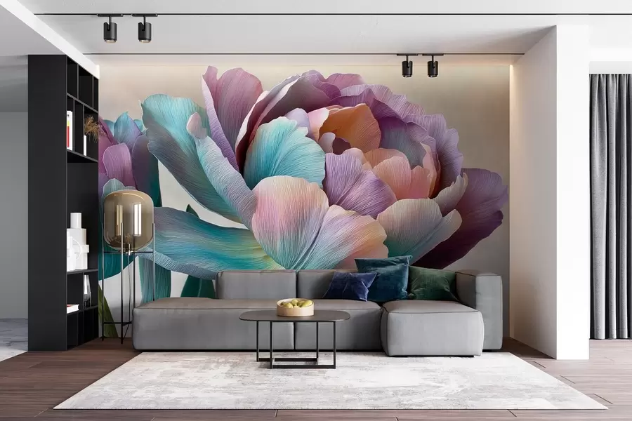 murales Colorida flor de papel crepé w09076