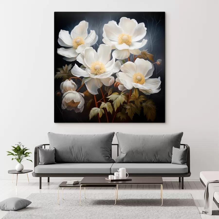 wall murals Elegant white flowers in evening light s43901