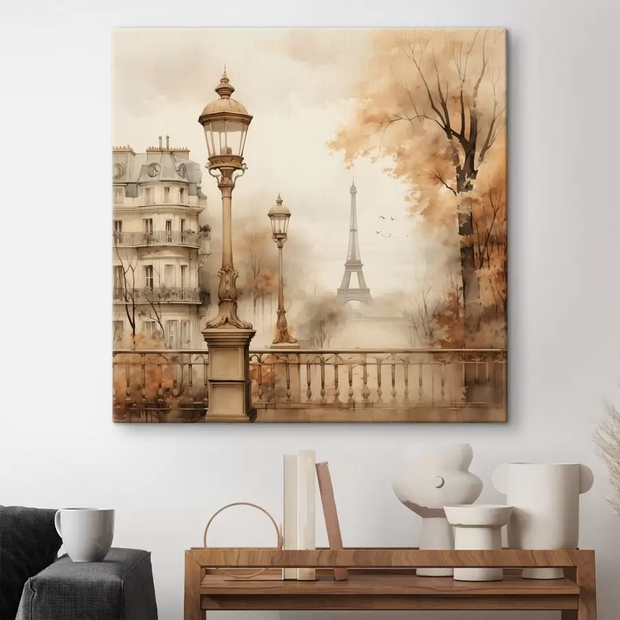 wall murals Autumn in Paris in the style of atmospheric watercolor s44239