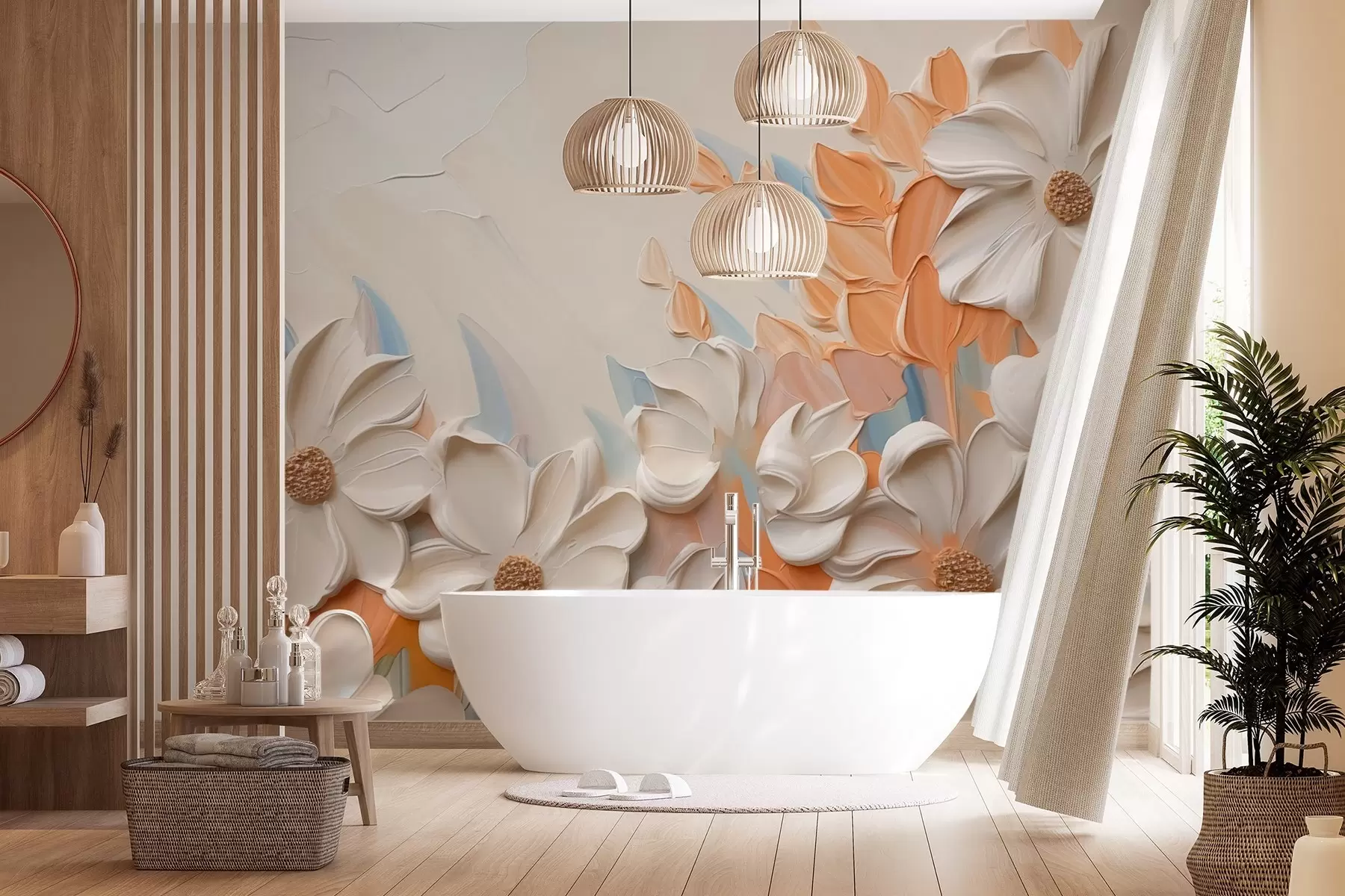 peintures murales Peinture imitation fleurs w03900