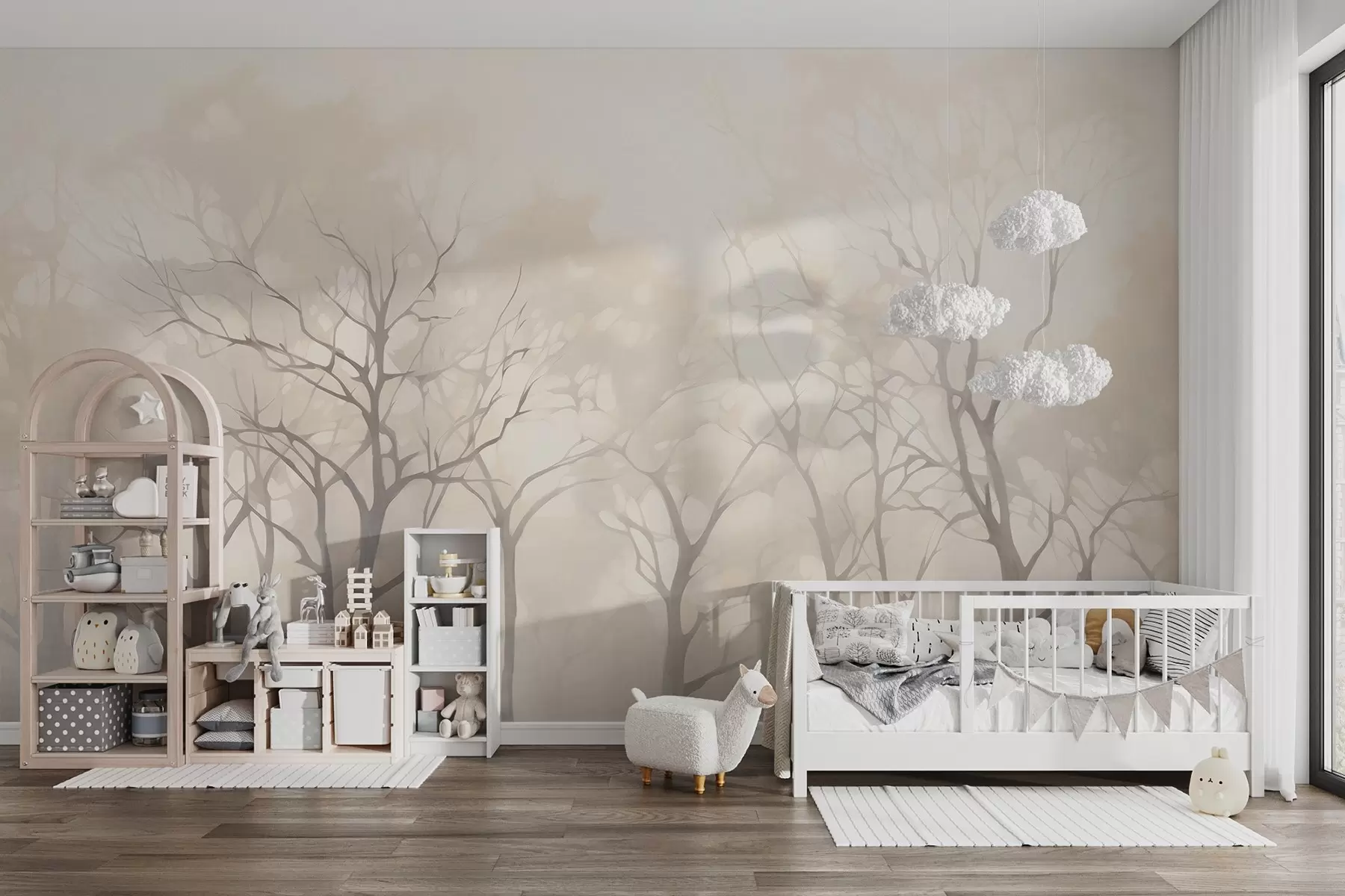 Wall Mural Photo Wallpaper Monochrome vintage trees in fog w09065
