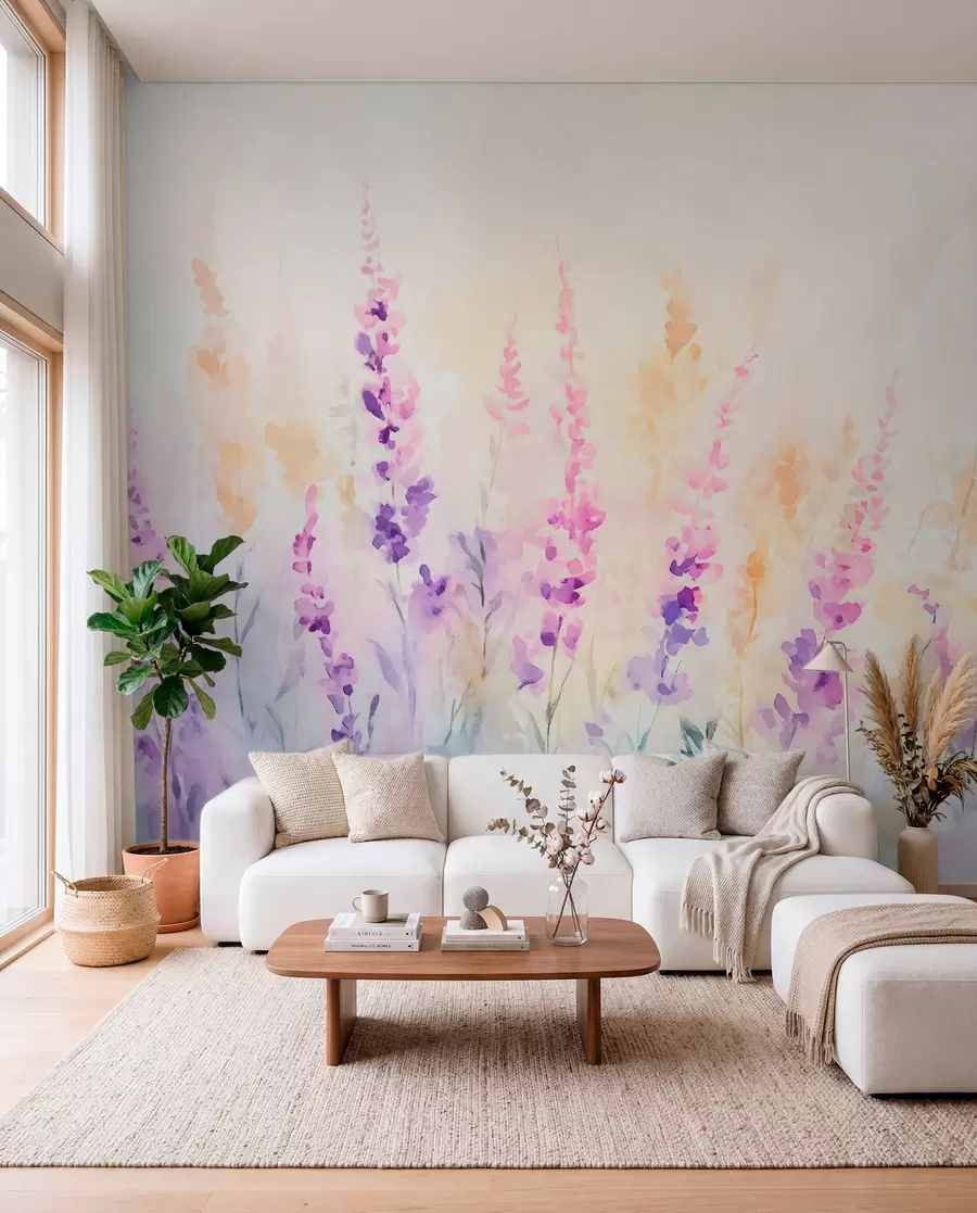 wall murals Vintage lavender field w09069