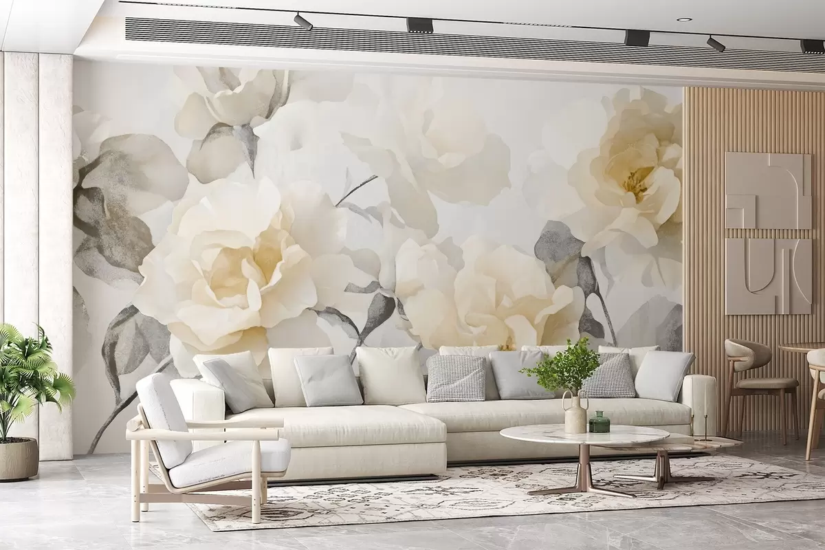 murales Delicadas flores vintage con textura w09071v2