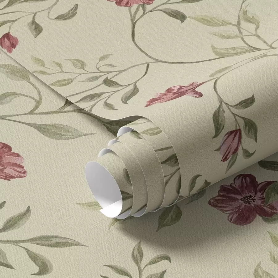 Wall Mural Photo Wallpaper Flowers and red buds on a light background a00114