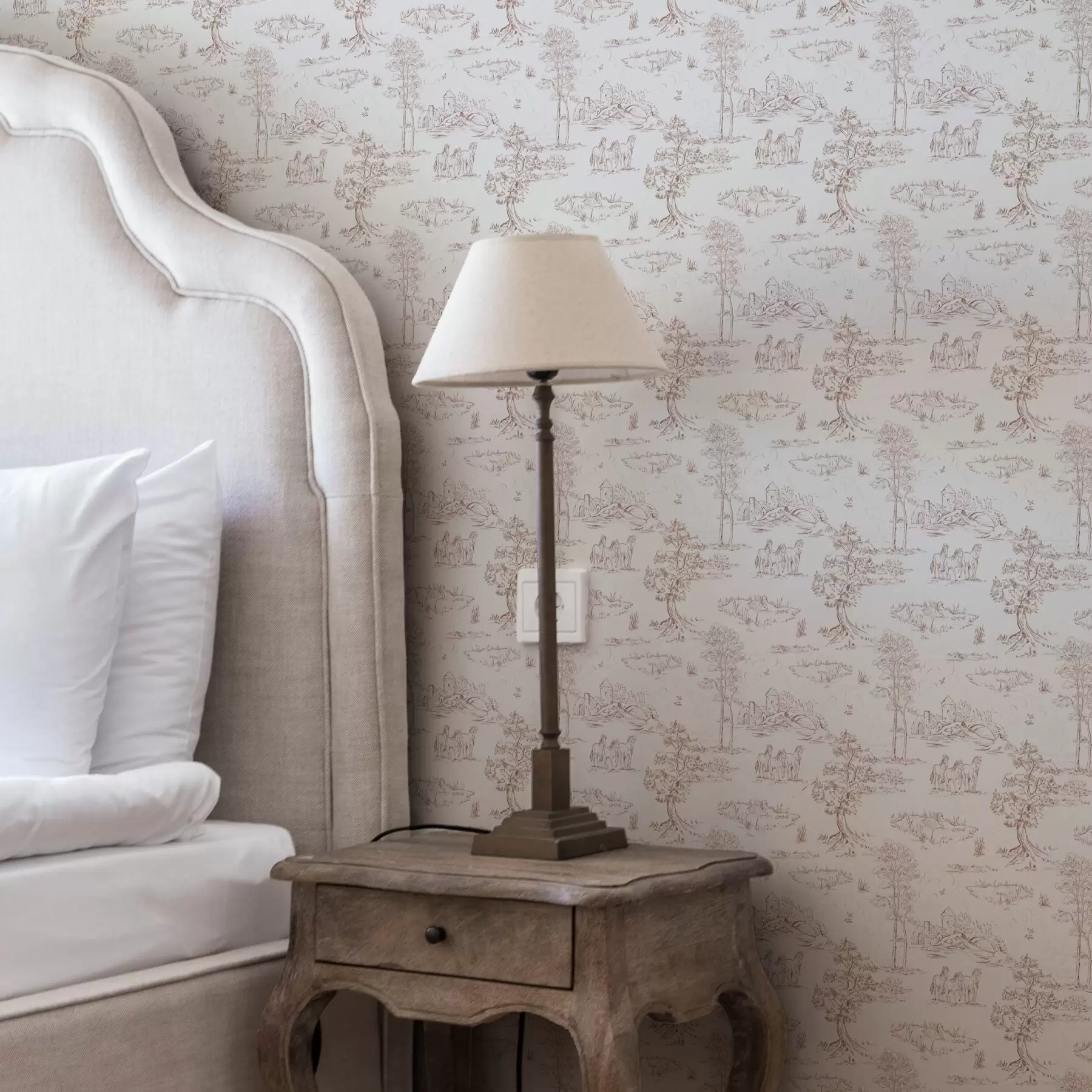 murales Paisaje rural con castillo y caballos a00133