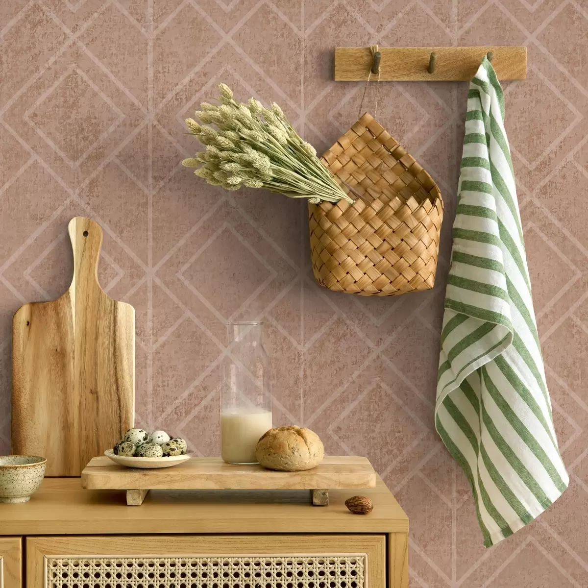 Wallpaper Rhombuses and graphic lines in earthy tones a00141v1