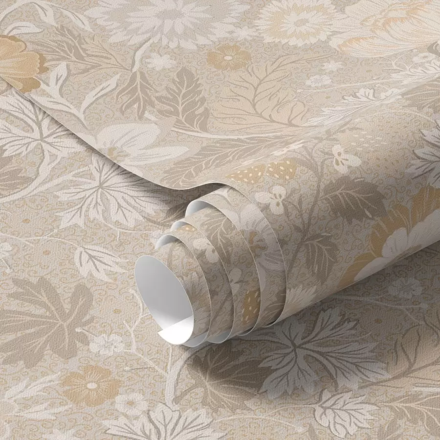 wall murals Beige floral print in a pastel palette a00145