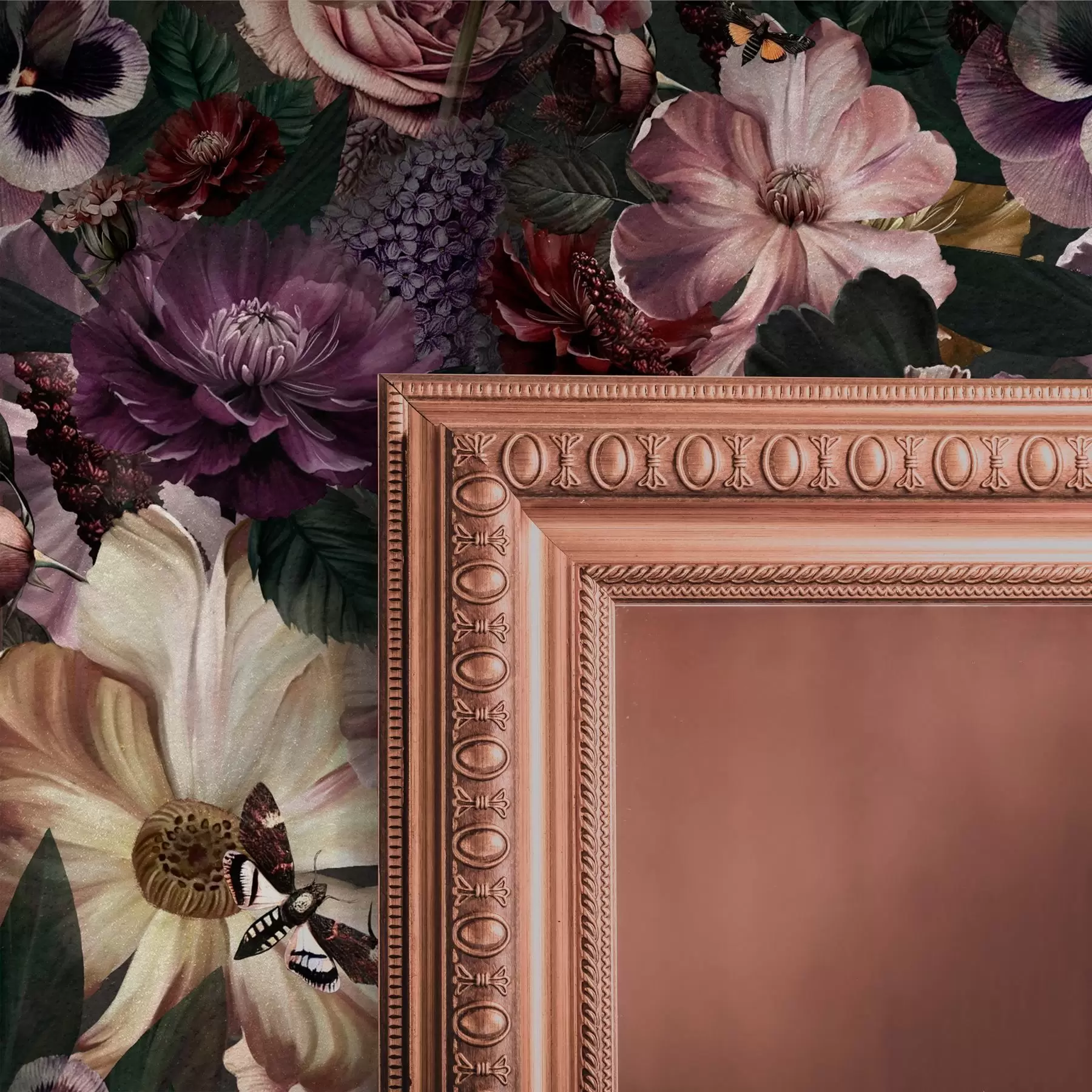 murales Estampado floral artístico en colores oscuros a00147