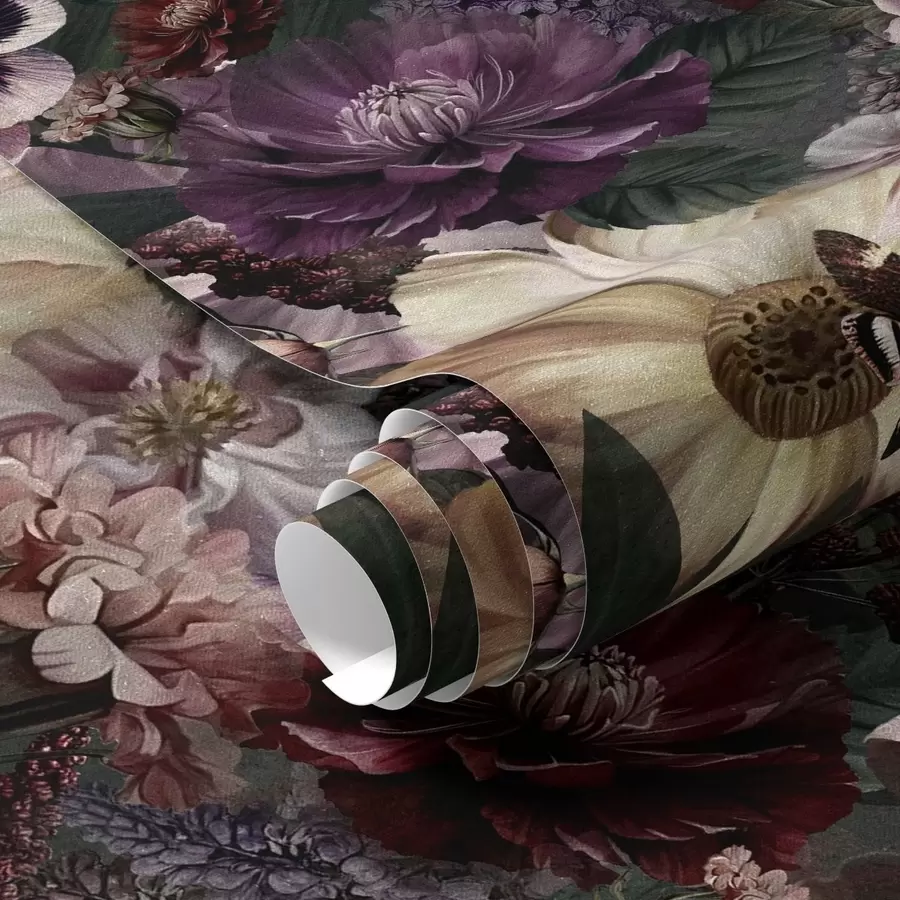 Wall Mural Photo Wallpaper Art floral print in dark colours a00147