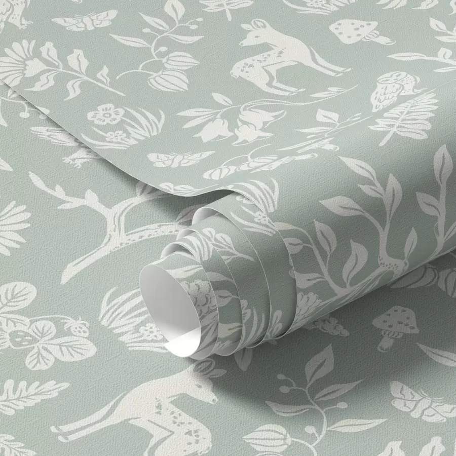 peintures murales Animaux et plantes scandinaves sur fond de menthe a00149