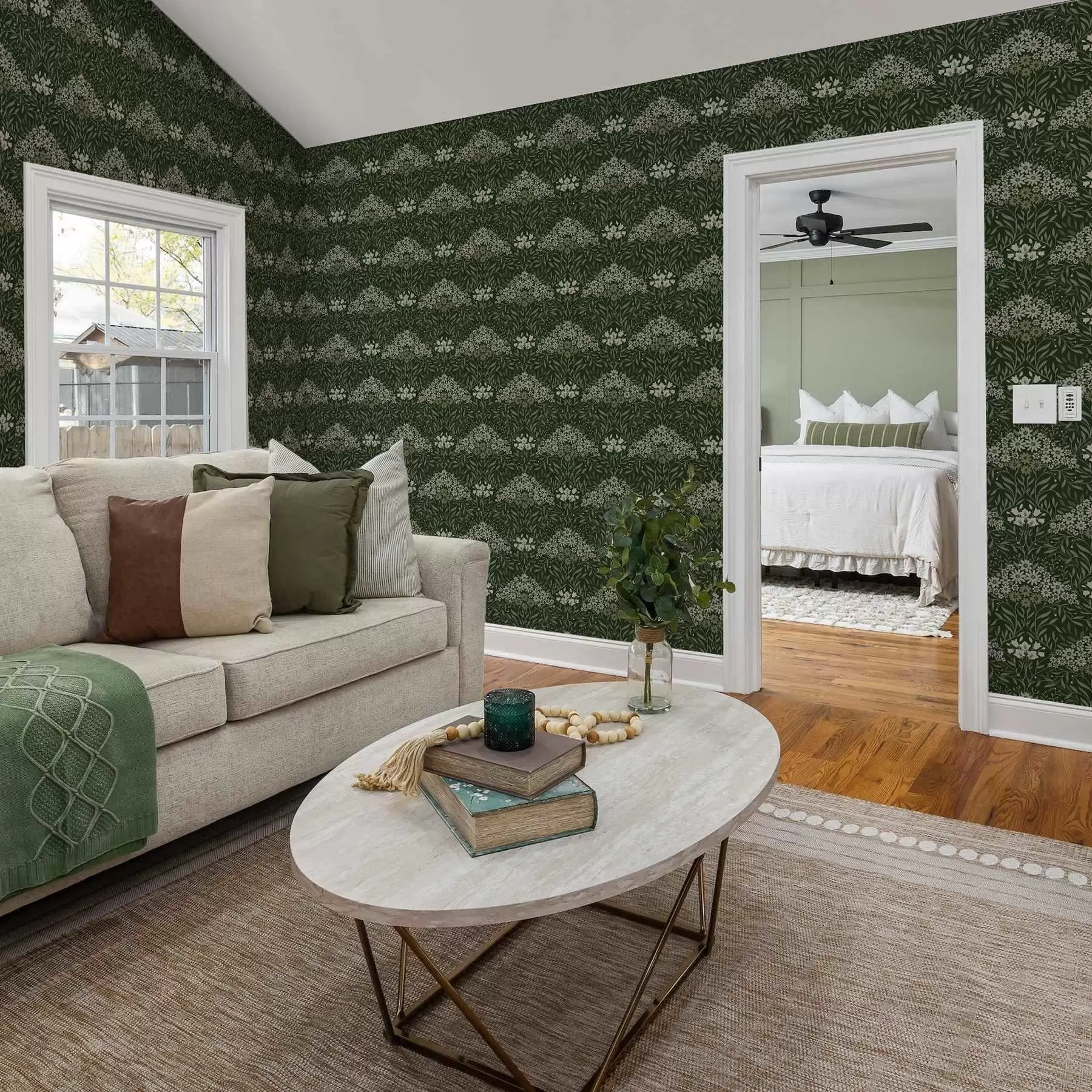 Wall Mural Photo Wallpaper Floral symmetry with flowers on a dark background a00153