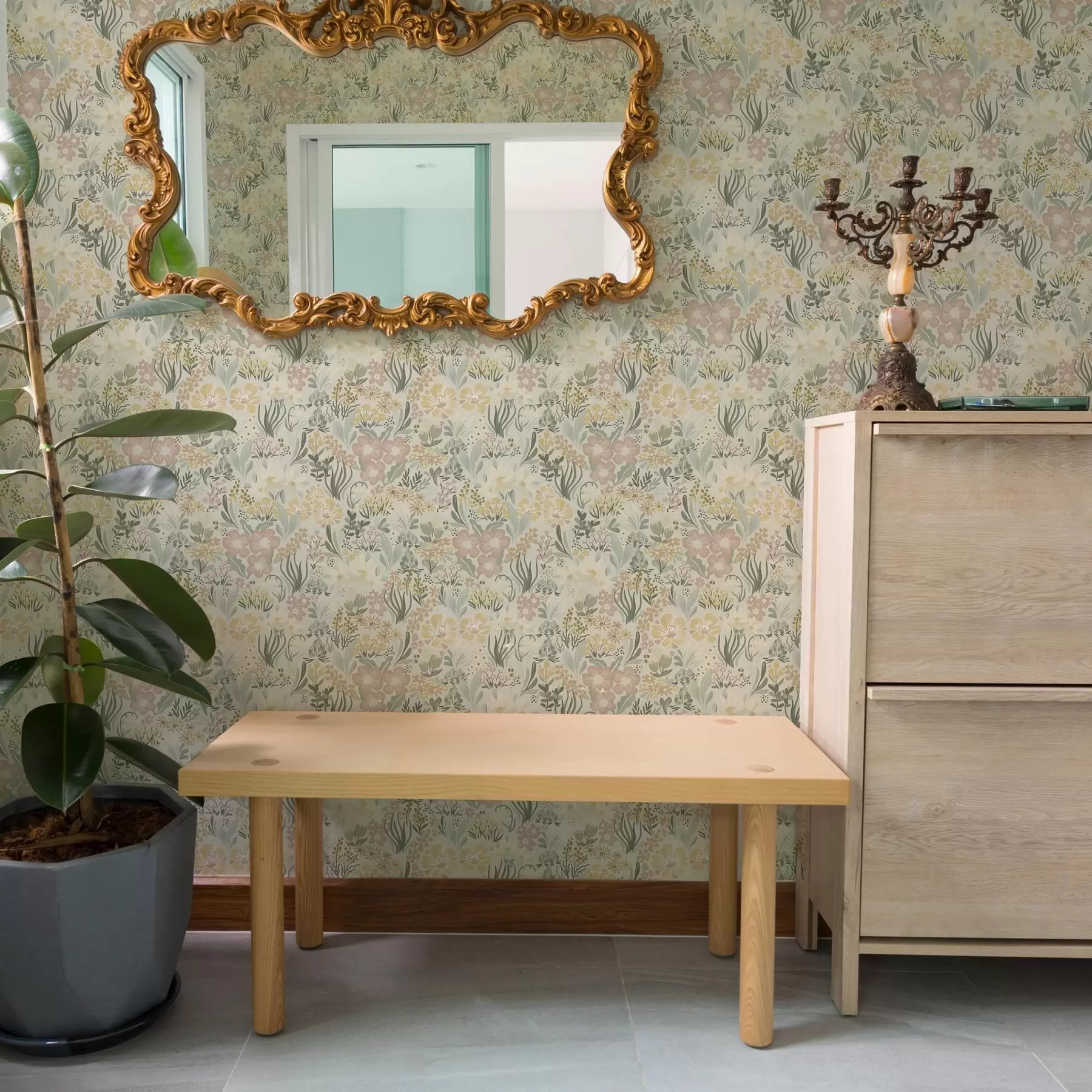 wall murals Floral print in pastel palette a00154v1