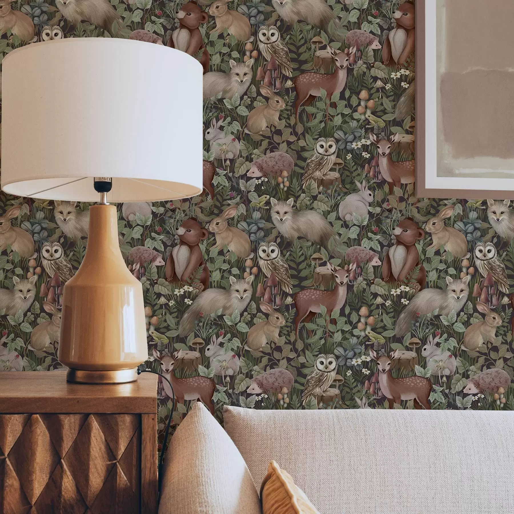 peintures murales Animaux de la forêt dans le style des contes de fées a00156