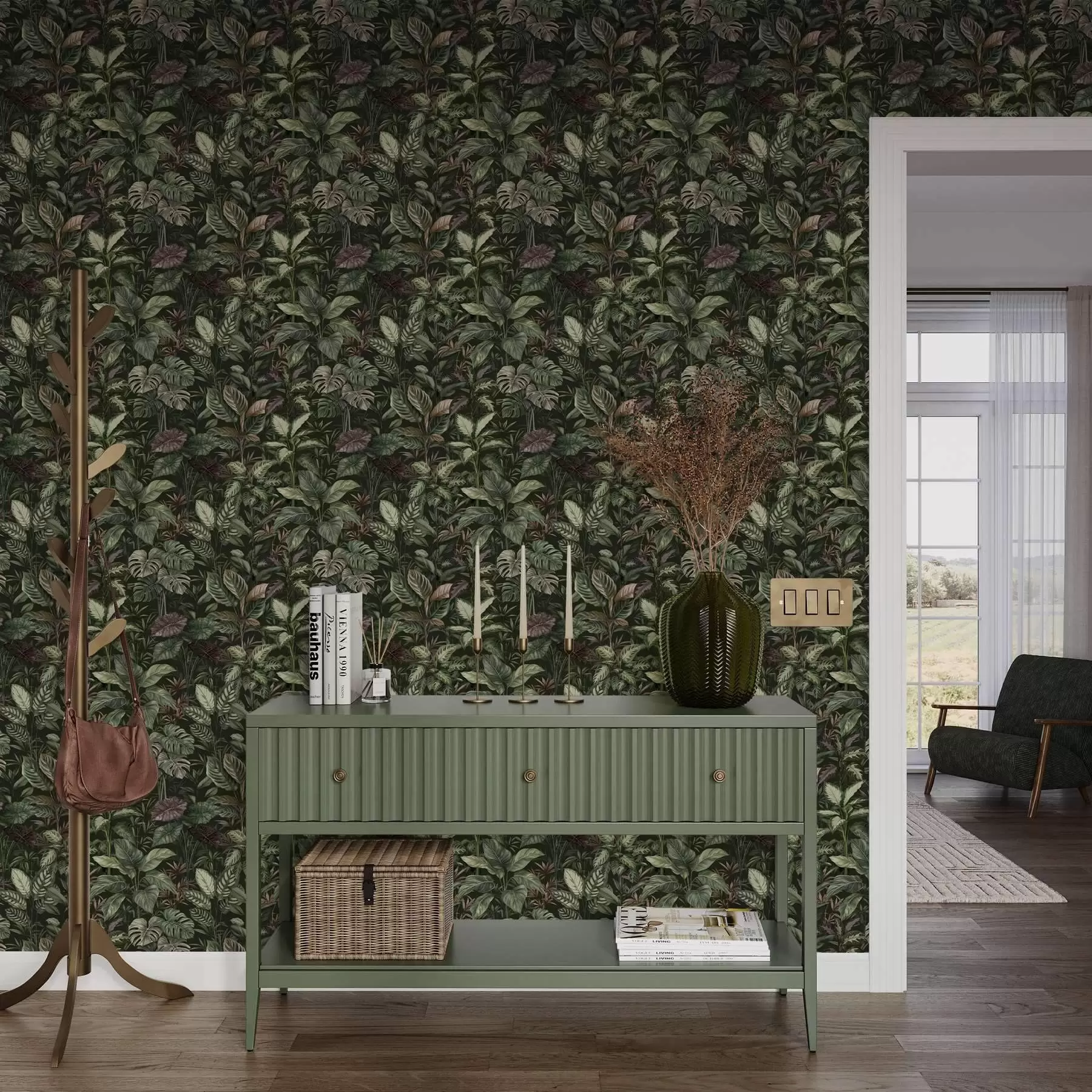 peintures murales Verdure tropicale dans un style botanique vintage a00165