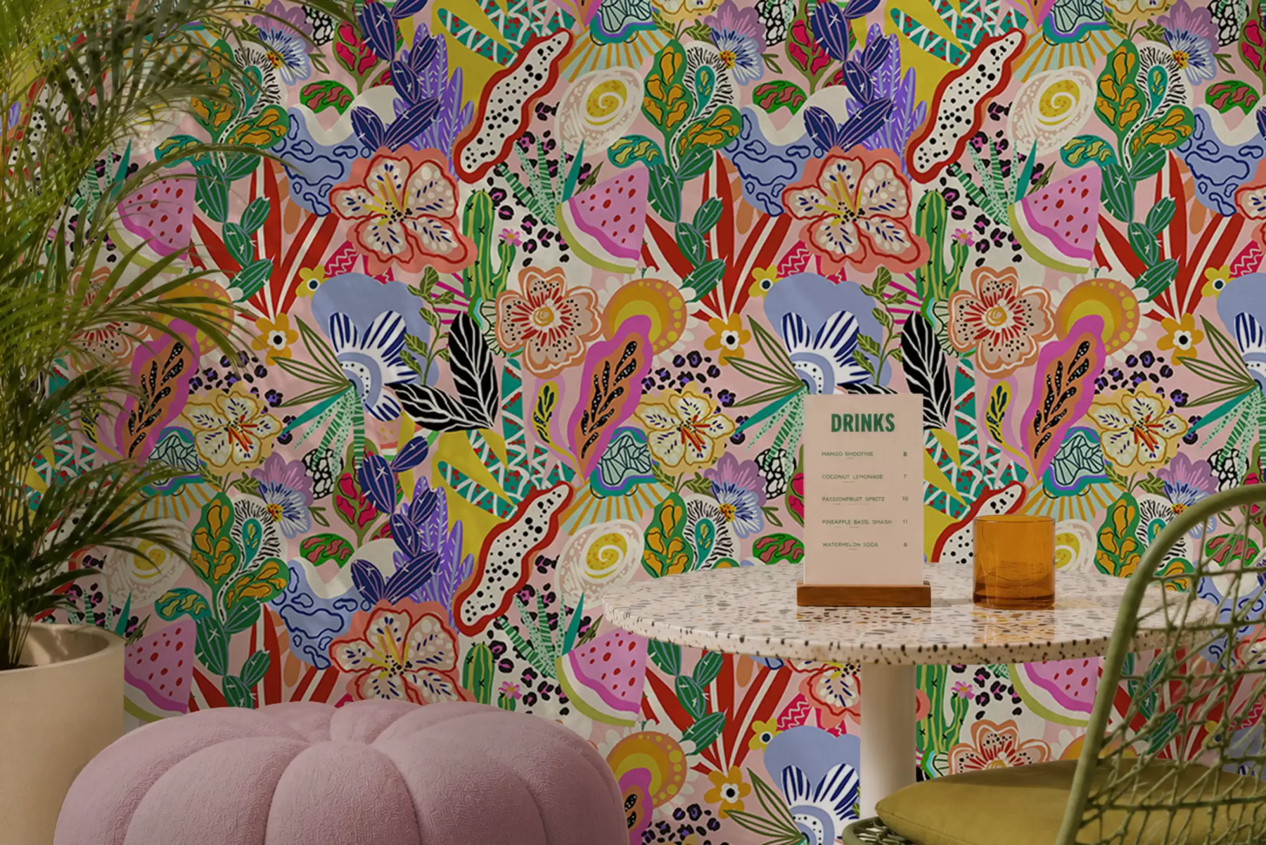 peintures murales Imprimé floral abstrait de style pop art a00167