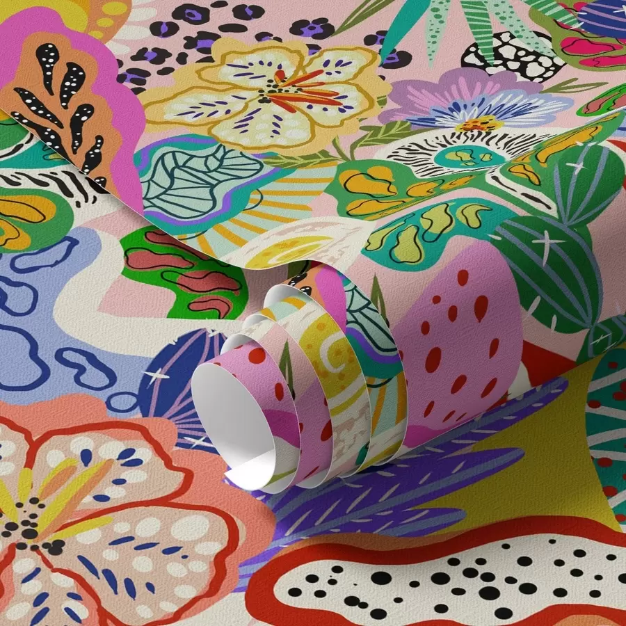 Wall Mural Photo Wallpaper Abstract floral print in pop art style a00167