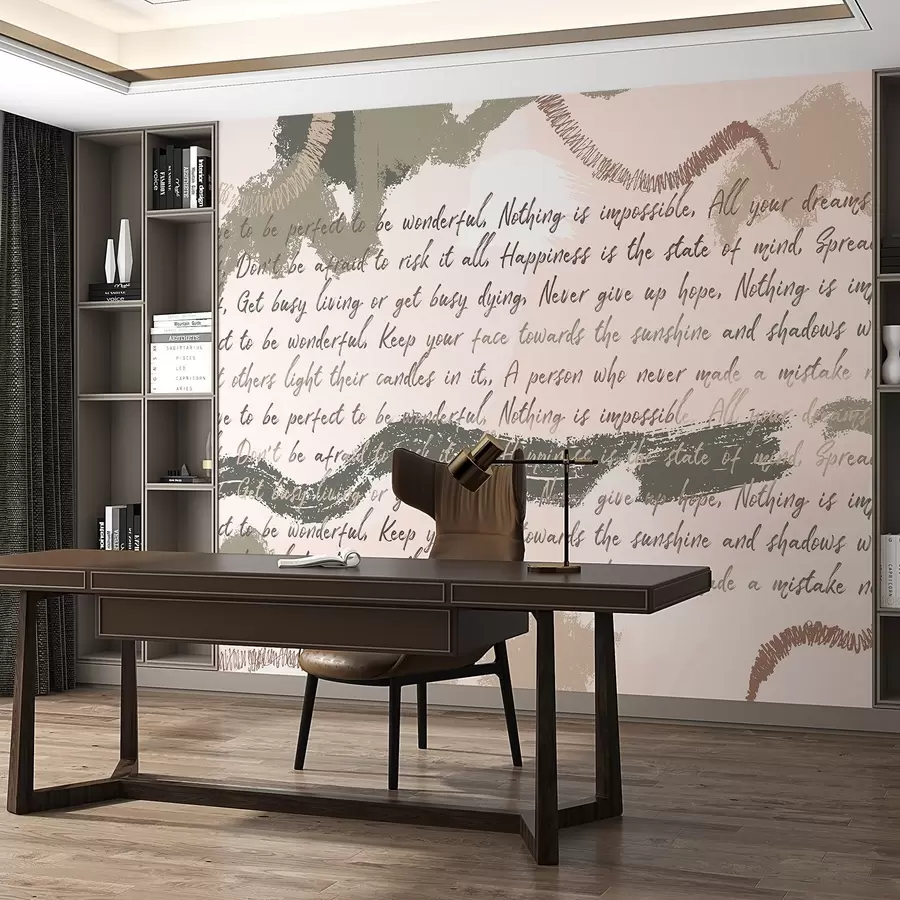 peintures murales Design avec citations inspirantes, abstraction, couleurs naturelles w03909