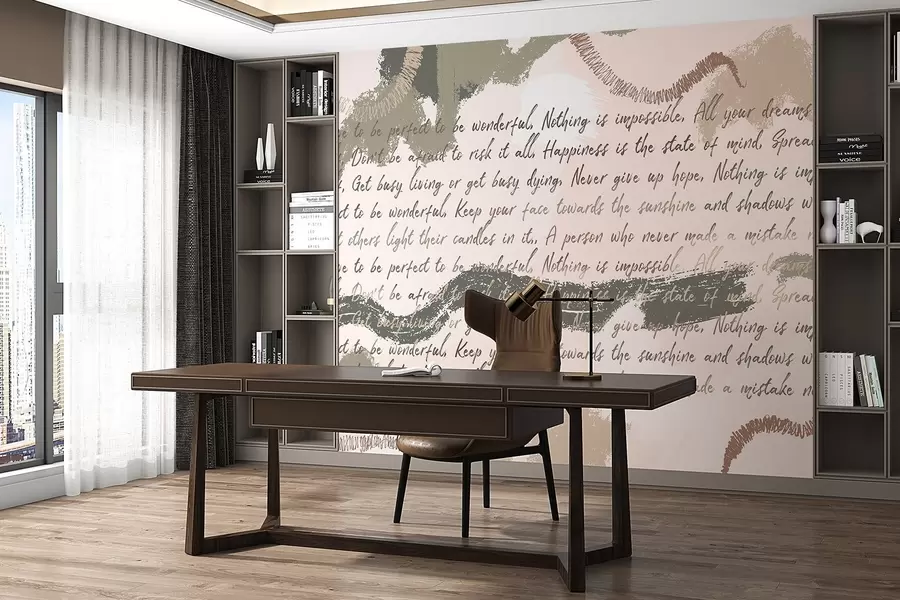 murales Diseño con citas inspiradoras, abstracción, colores naturales w03909