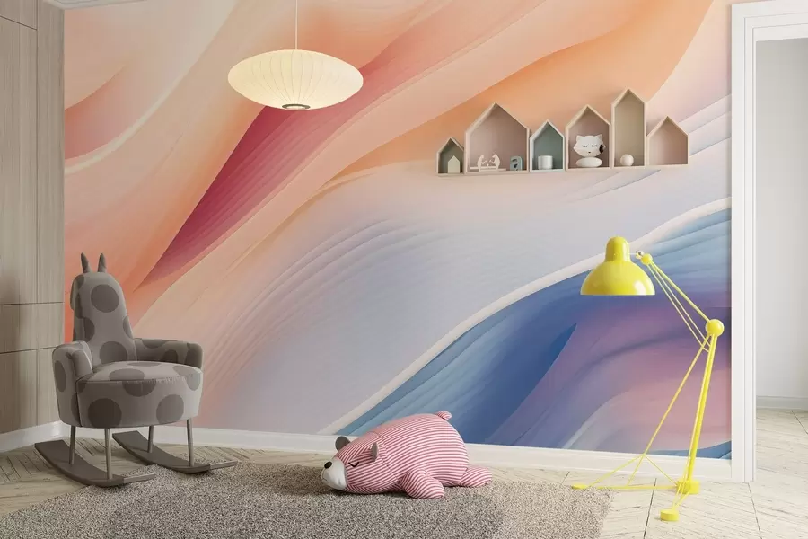 peintures murales formes abstraites inspirées par le vent et l'eau, peintes à la main avec de doux dégradés pastel et une texture subtile, mouvement organique comme de la soie au ralenti, fond ivoire pâle, harmonie naturelle, pas d'objets, pas de symboles, composition de papier peint poétique et moderne w03942