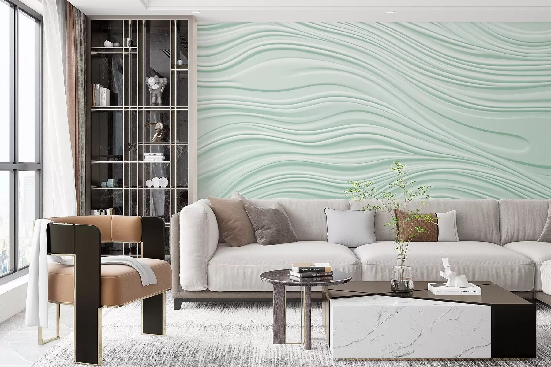 wall murals Volumetric waves w03923v1