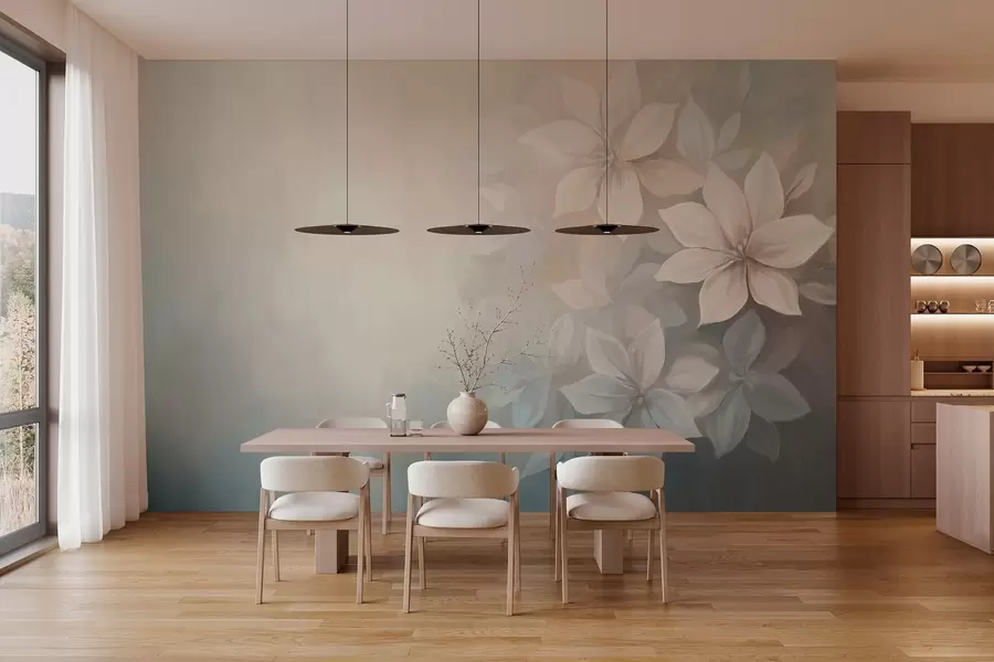 wall murals elegant flowers in the style of oil painting w03770