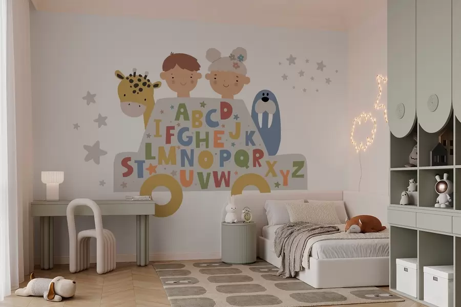 peintures murales Les enfants et l'alphabet w03934
