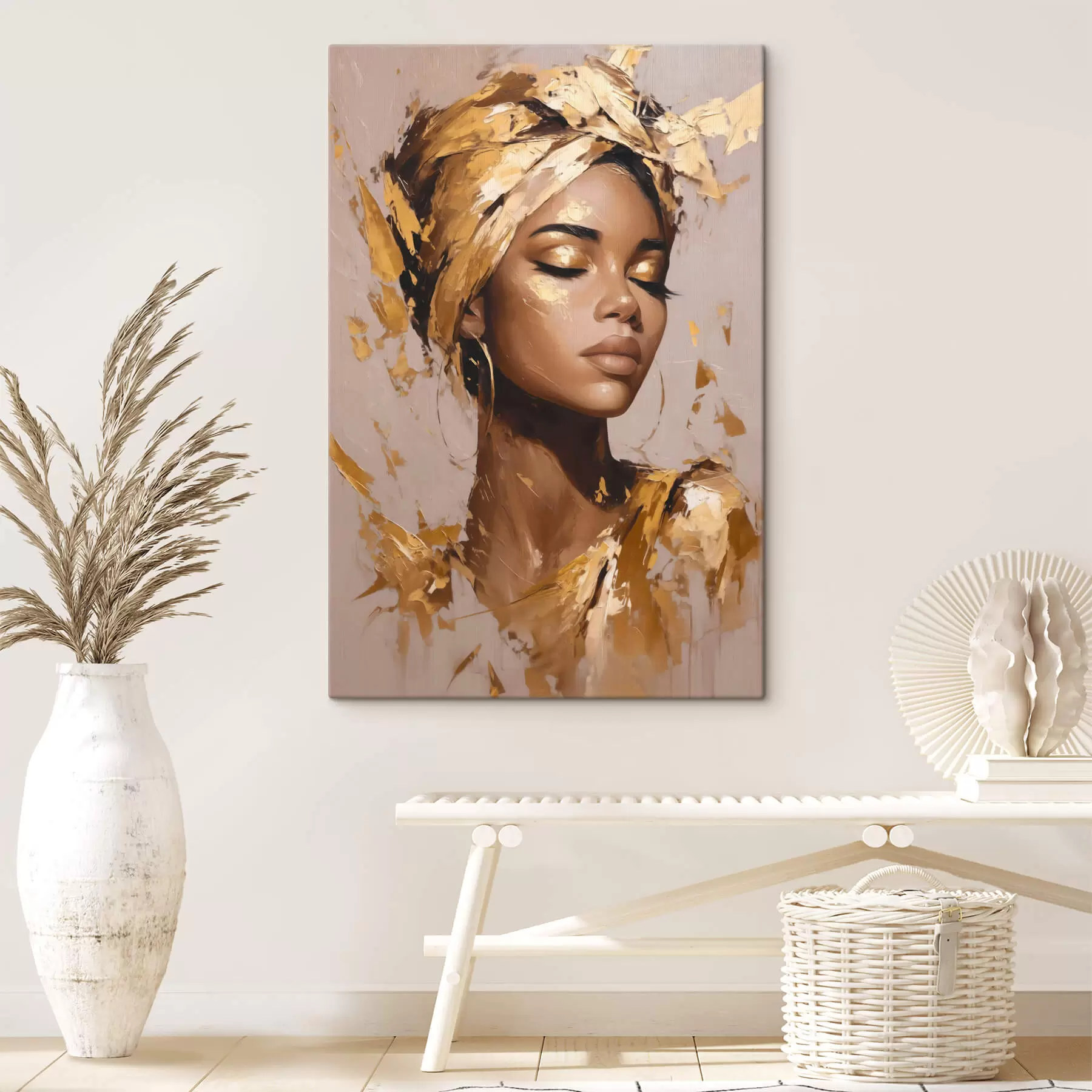 wall murals A beautiful elegant woman, wearing a headwrap s44368