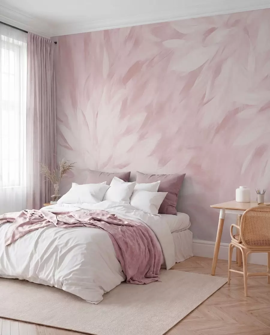 wall murals Petal Brushstrokes in Pink w03986v1