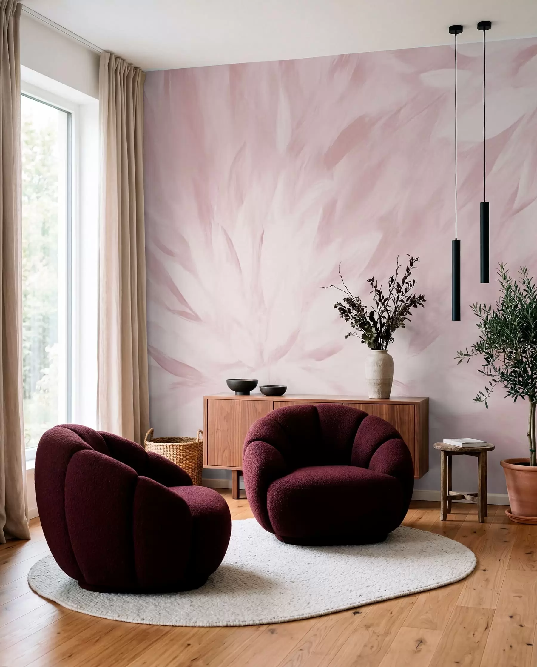 murales Pétalos pintados en rosa w03986v1