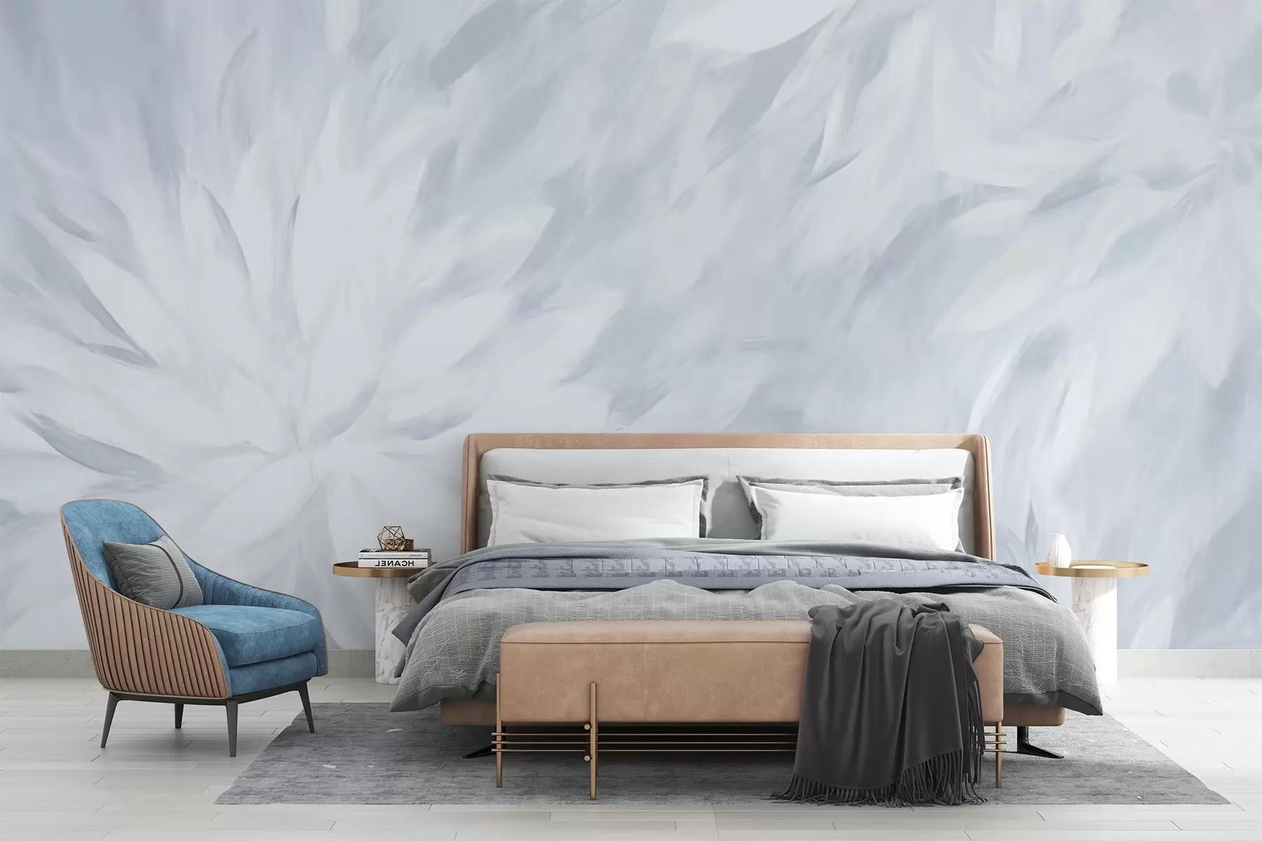 murales Flores en estilo de trazos suaves w03986v3