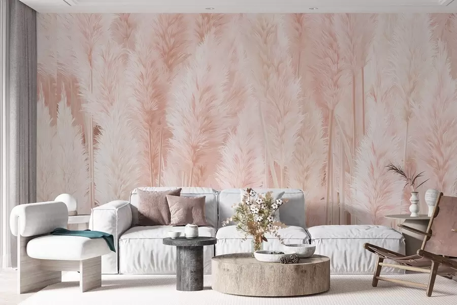 Wall Mural Photo Wallpaper Pampas grass in soft pink tones w09126v1