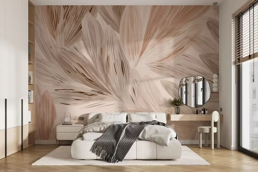 murales Plantas beige, abstracción ligera estilo acuarela w09127