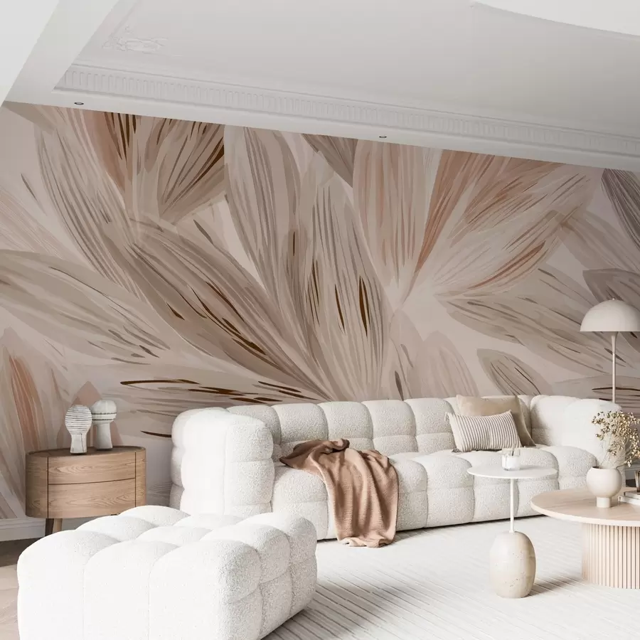 Wall Mural Photo Wallpaper Beige plants, light watercolor-style abstraction w09127