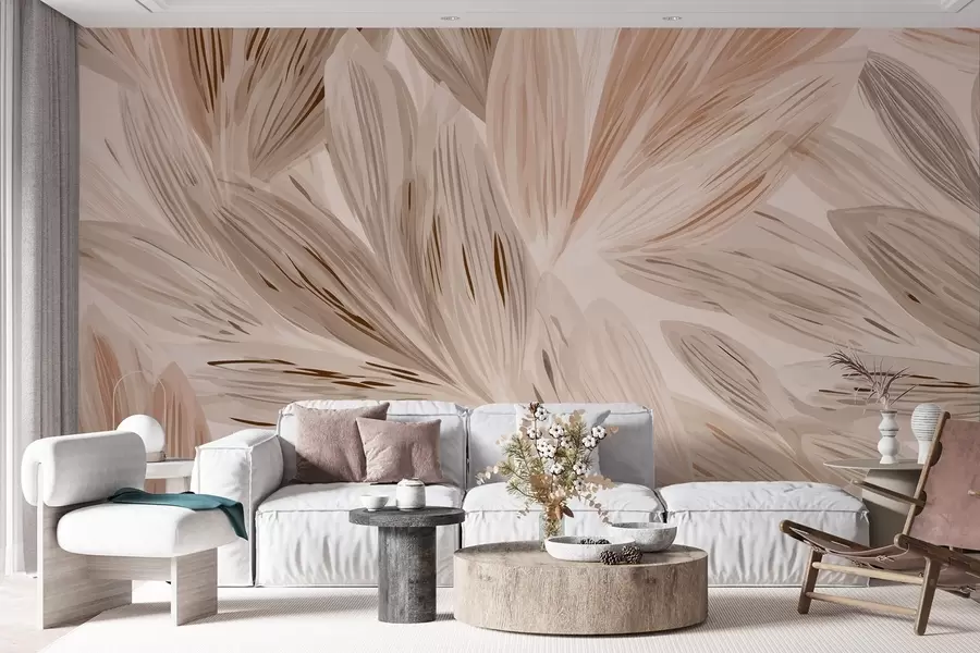 murales Plantas beige, abstracción ligera estilo acuarela w09127